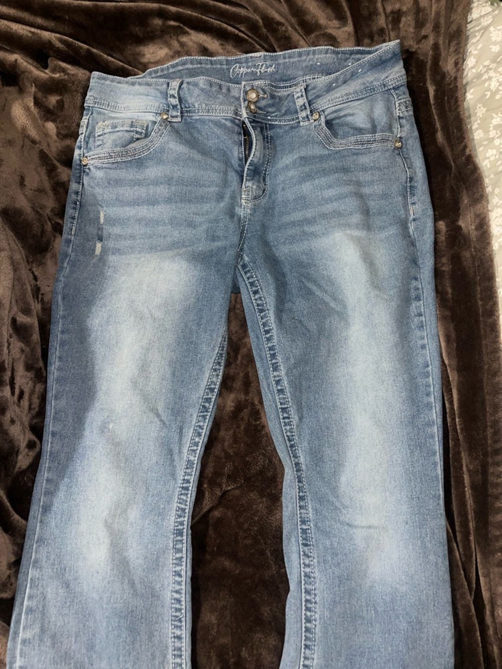Light Wash Denim Jeans - Copper Flash